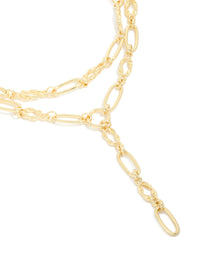 Gold Plated Chain Layered Knot Y-Necklace - link has visual effect only