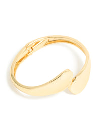 Gold Plated Curved Wrapped Hinged Bangle - link has visual effect only