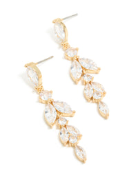 Gold Plated Cubic Zirconia Vine Medium Drop Earrings - link has visual effect only