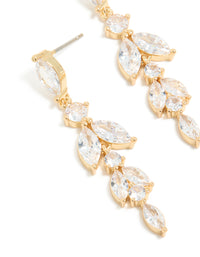 Gold Plated Cubic Zirconia Vine Medium Drop Earrings - link has visual effect only
