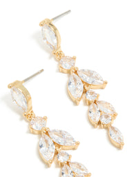 Gold Plated Cubic Zirconia Vine Medium Drop Earrings - link has visual effect only