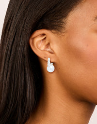 Silver Plated Cubic Zirconia Square Huggie Earrings - link has visual effect only