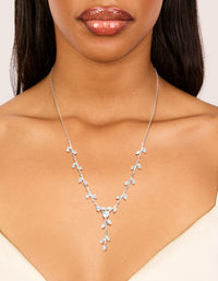 Silver Plated Cubic Zirconia Dainty Spaced Vine Necklace - link has visual effect only