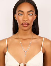 Silver Plated Cubic Zirconia Dainty Spaced Vine Necklace - link has visual effect only