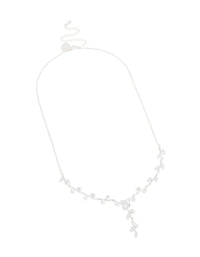 Silver Plated Cubic Zirconia Dainty Spaced Vine Necklace - link has visual effect only