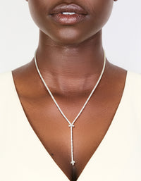 Silver Plated Cubic Zirconia Flower Y-Necklace - link has visual effect only