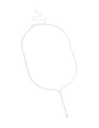 Silver Plated Cubic Zirconia Flower Y-Necklace - link has visual effect only