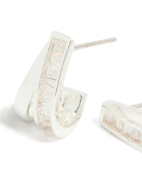 Silver Plated Cubic Zirconia Split Inlay Earrings - link has visual effect only