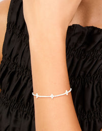 Silver Plated Cubic Zirconia Stone Flower Toggle Bracelet - link has visual effect only