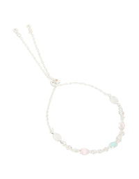Silver Plated Cubic Zirconia Mixed Oval Toggle Bracelet - link has visual effect only