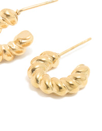 Waterproof Gold Plated Stainless Steel Mini Twisted Open Hoop Earrings - link has visual effect only