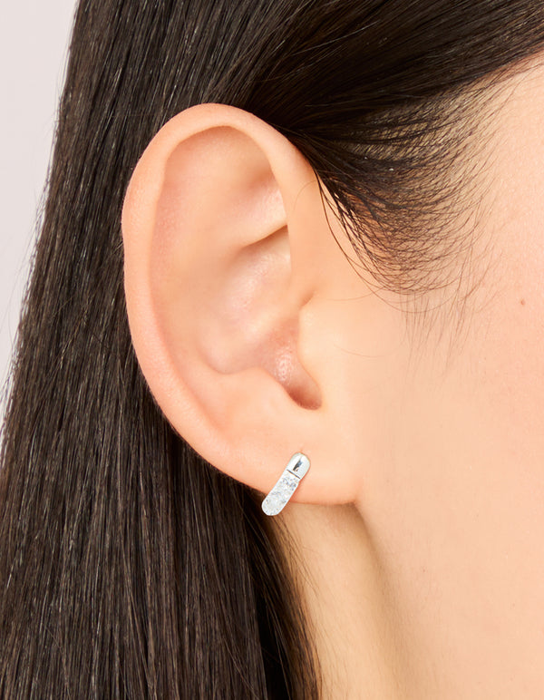 Waterproof Stainless Steel Cubic Zirconia Huggie Earrings