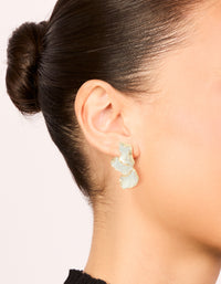 Gold Plated White Enamel Half Flower Earrings - link has visual effect only