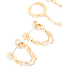 Gold Plated Brass Chain & Stud Earrings 4-Pack - link has visual effect only