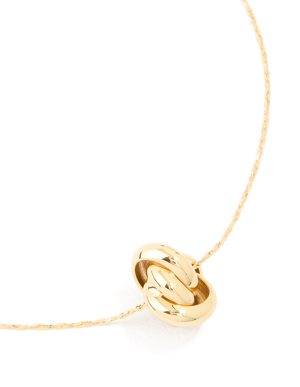 Gold Plated Brass Medium Knot Pendant Necklace
