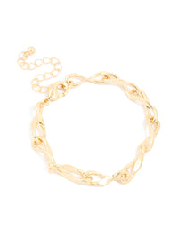 Gold Plated Brass Large Figure 8 Chain Bracelet - link has visual effect only