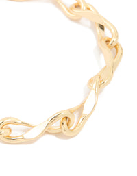 Gold Plated Brass Large Figure 8 Chain Bracelet - link has visual effect only