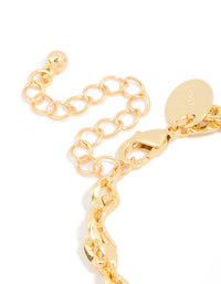 Gold Plated Brass Wavy Cable Link Chain Bracelet - link has visual effect only