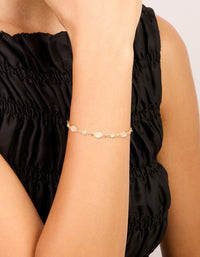 Gold Plated Pink Oval Cubic Zirconia Toggle Bracelet - link has visual effect only