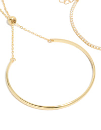 Gold Plated Cubic Zirconia Tennis & Cuff Toggle Bracelets 2-Pack - link has visual effect only