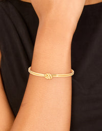 Gold Plated Brass Dual Knot Wrist Cuff - link has visual effect only