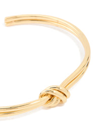 Gold Plated Brass Dual Knot Wrist Cuff - link has visual effect only