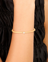 Gold Plated Brass Classic Cubic Zirconia Centre Wrist Cuff - link has visual effect only