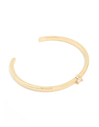 Gold Plated Brass Classic Cubic Zirconia Centre Wrist Cuff - link has visual effect only