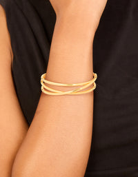Gold Plated Brass Criss Cross Cuff Wrist Cuff - link has visual effect only