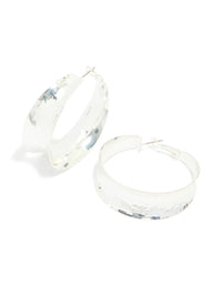 Silver Extra Large Curved Hoop Earrings - link has visual effect only