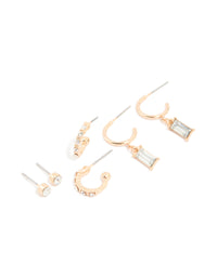 Gold Diamante Drop & Stud Earrings 3-Pack - link has visual effect only