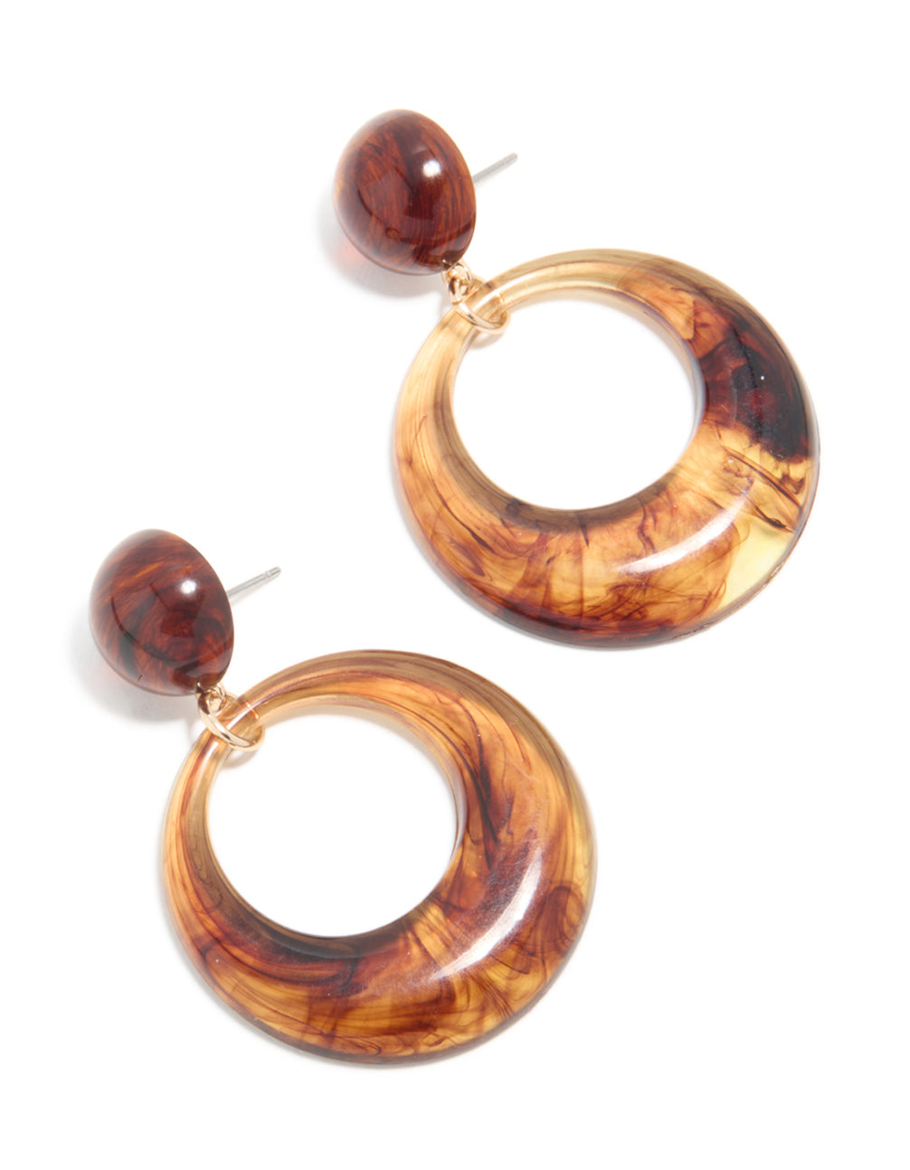Brown Acrylic Round Open Circle Drop Earrings - Lovisa
