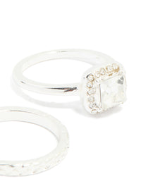 Silver Diamante Engagement Rings 3-Pack - link has visual effect only