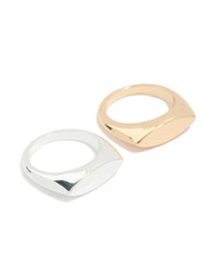 Mixed Metal Oval Signet Rings 2-Pack - link has visual effect only