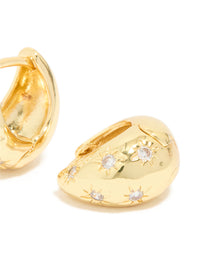 Gold Plated Cubic Zirconia Celestial Huggie Earrings - link has visual effect only