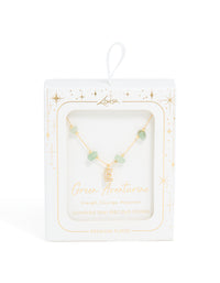 Gold Plated Green Aventurine Semi Precious Stone & Cubic Zirconia Letter E Necklace - link has visual effect only