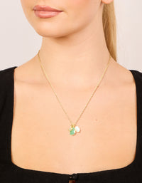 Gold Plated Brass Green Semi-Precious Stone Celestial Necklace - link has visual effect only