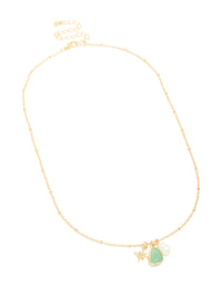 Gold Plated Brass Green Semi-Precious Stone Celestial Necklace - link has visual effect only