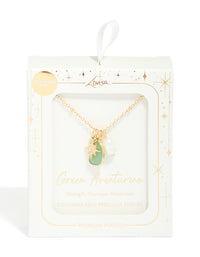 Gold Plated Brass Green Semi-Precious Stone Celestial Necklace - link has visual effect only
