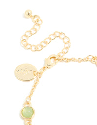 Gold Plated Green Aventurine Semi-Precious Cubic Zirconia Bracelet - link has visual effect only