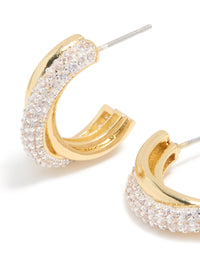 Mixed Metal Plated Cubic Zirconia Silver Crossover Open Hoop Earrings - link has visual effect only