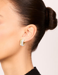 Mixed Metal Plated Cubic Zirconia Double Wave Earrings - link has visual effect only