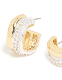 Mixed Metal Plated Cubic Zirconia Double Wave Earrings - link has visual effect only