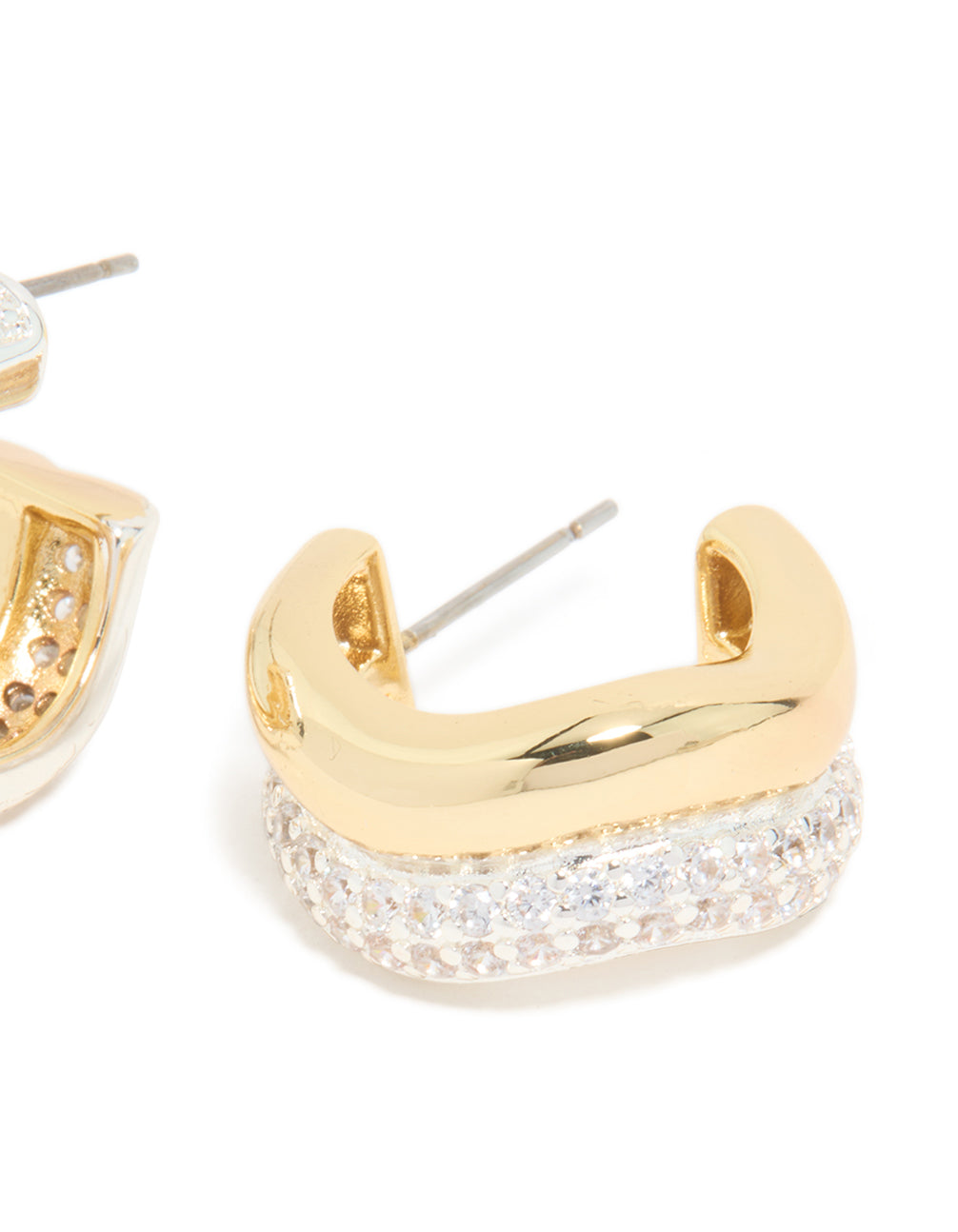 Mixed Metal Plated Cubic Zirconia Double Wave Earrings