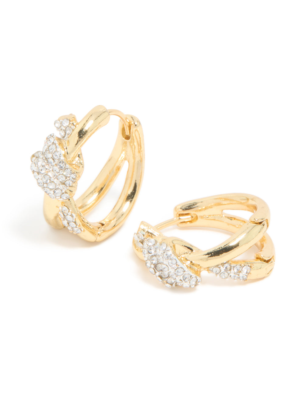 Mixed Metal Plated Diamante Medium Knot Hoop Earrings