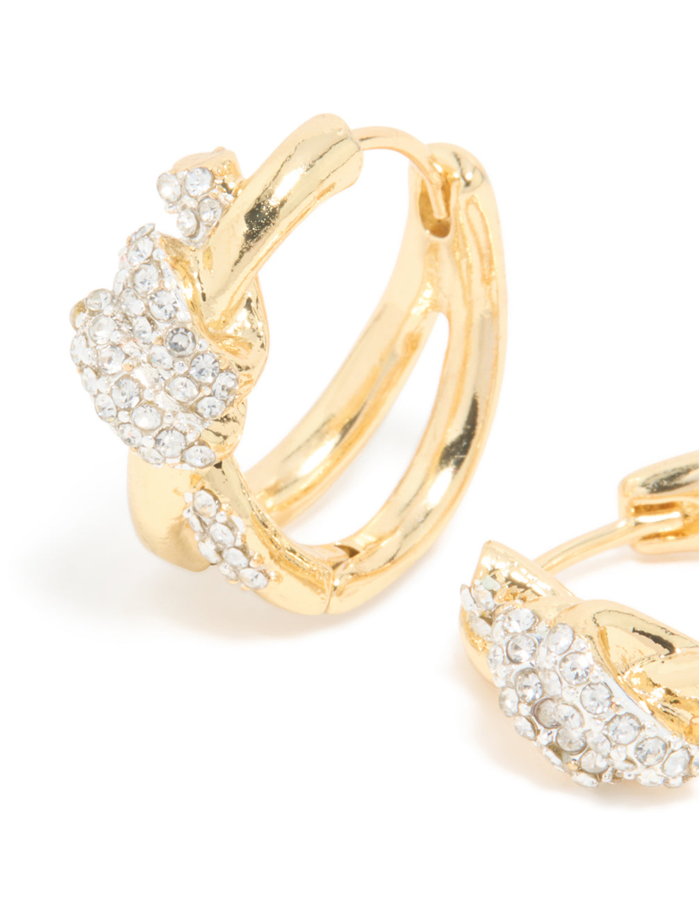 Mixed Metal Plated Diamante Medium Knot Hoop Earrings