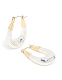 Mixed Metal Plated Graduated Oval Huggie Earrings - link has visual effect only