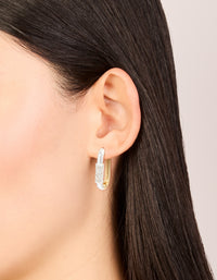 Mixed Metal Plated Diamante Small Carabiner Huggie Earrings - link has visual effect only