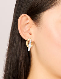 Mixed Metal Plated Medium Twist Hoop Earrings - link has visual effect only