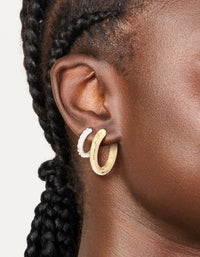 Mixed Metal Plated Cubic Zirconia Classic Hoop Earrings 2-Pack - link has visual effect only